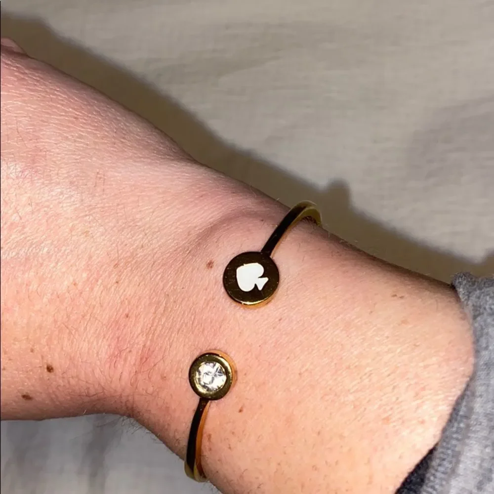Designer Kate Spade Spot the Spade Open Hinge Bangle Bracelet - Picture 2 of 6